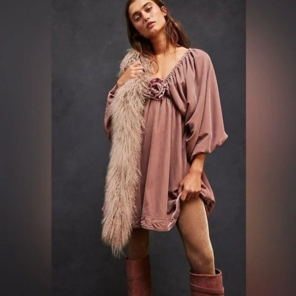 Free People Velvet Babydoll Portia Mini Dress Size XS NWT Coquette Romantic Fall